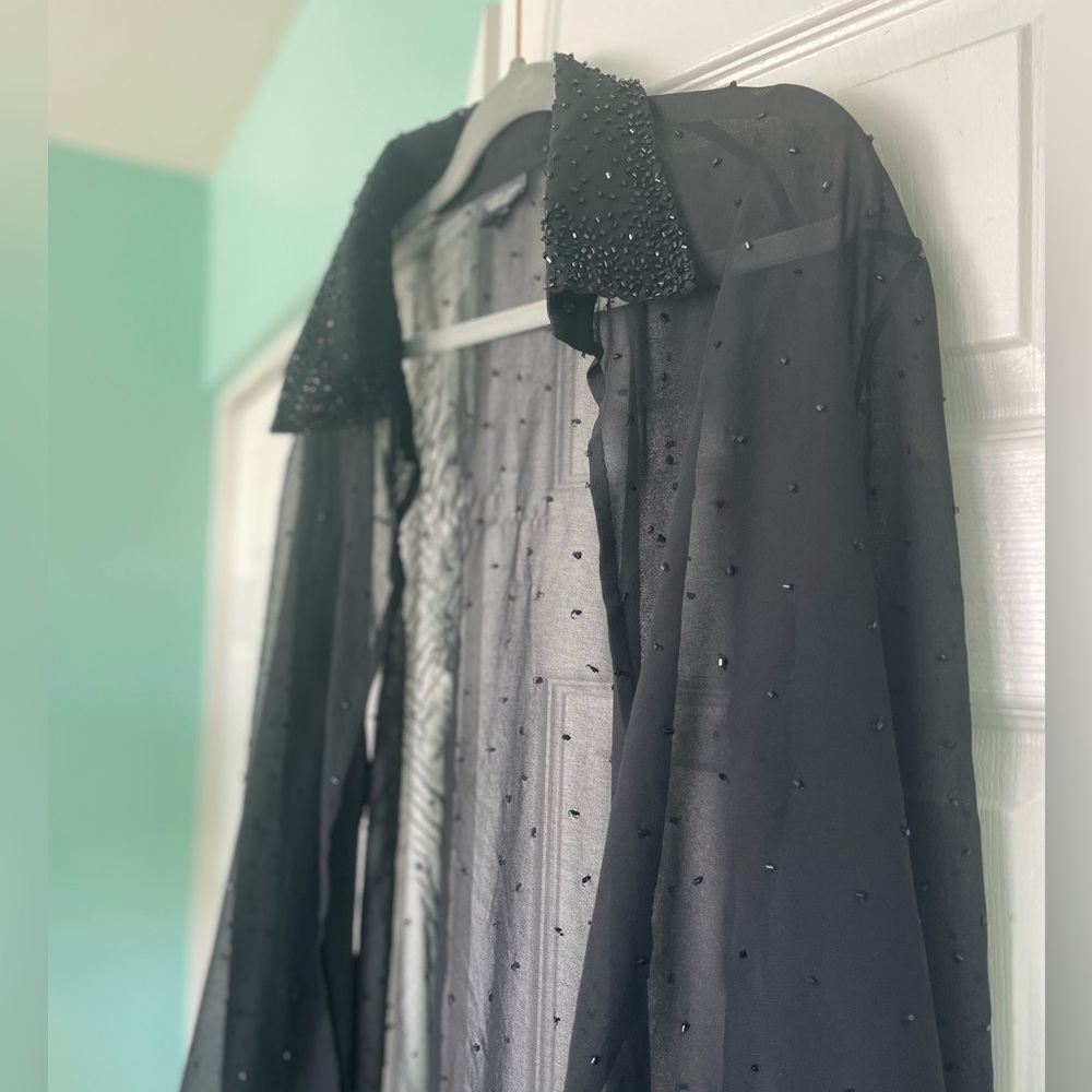 Sheer Black Vintage Beaded Top